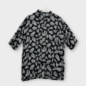 Hamakua Hawaiian Shirt Mens XL Floral Button Up White Black Rayon NEW‎